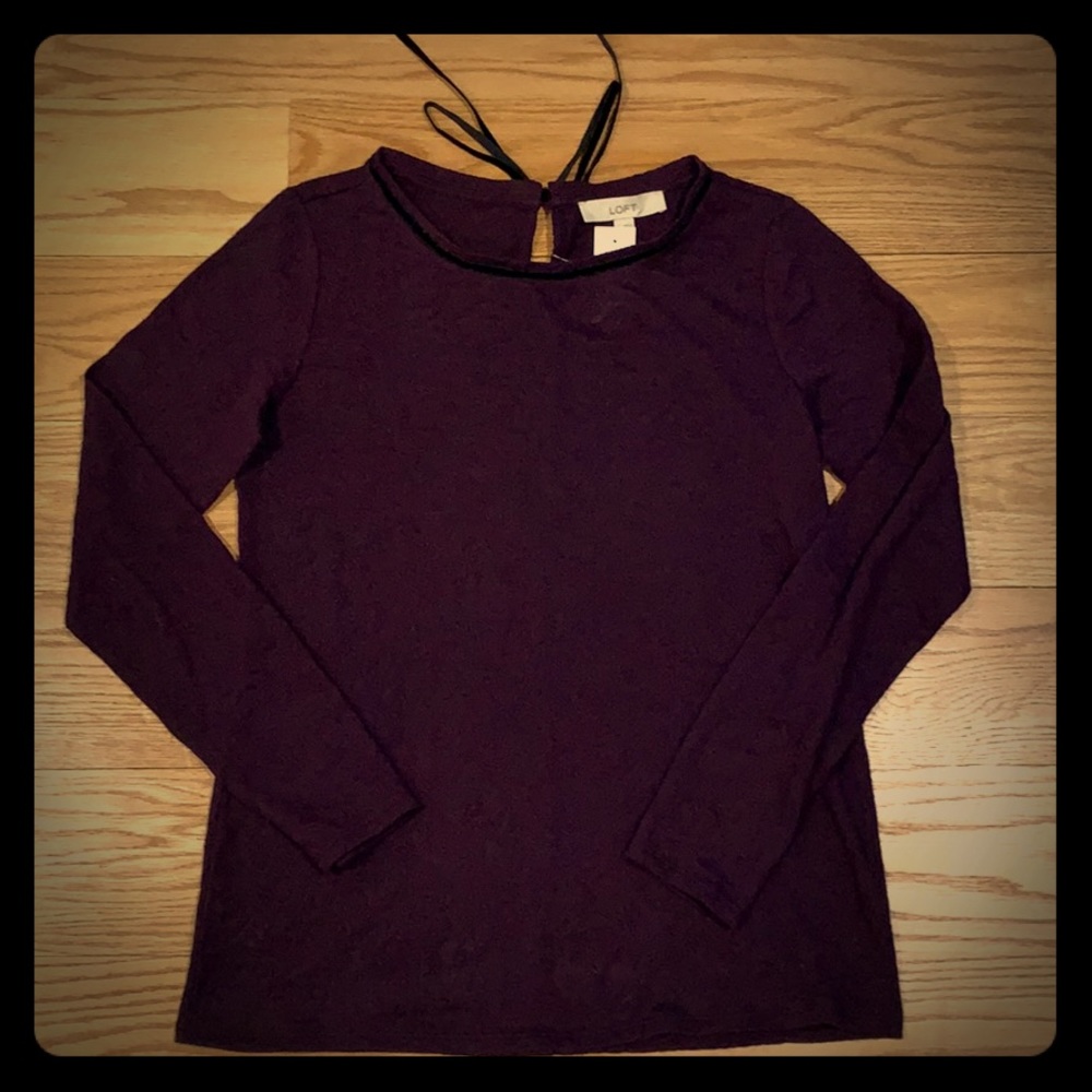 Loft Women’s Lace Tie Back Long Sleeve Shirt Sz M